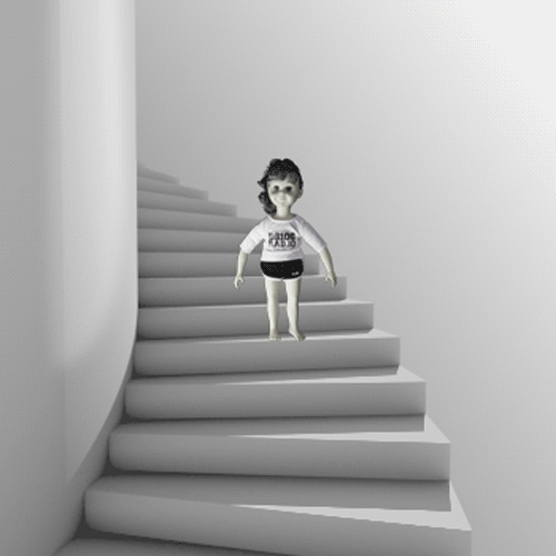 "Playing on the Stairs," animated GIF by @iamTalkyTina